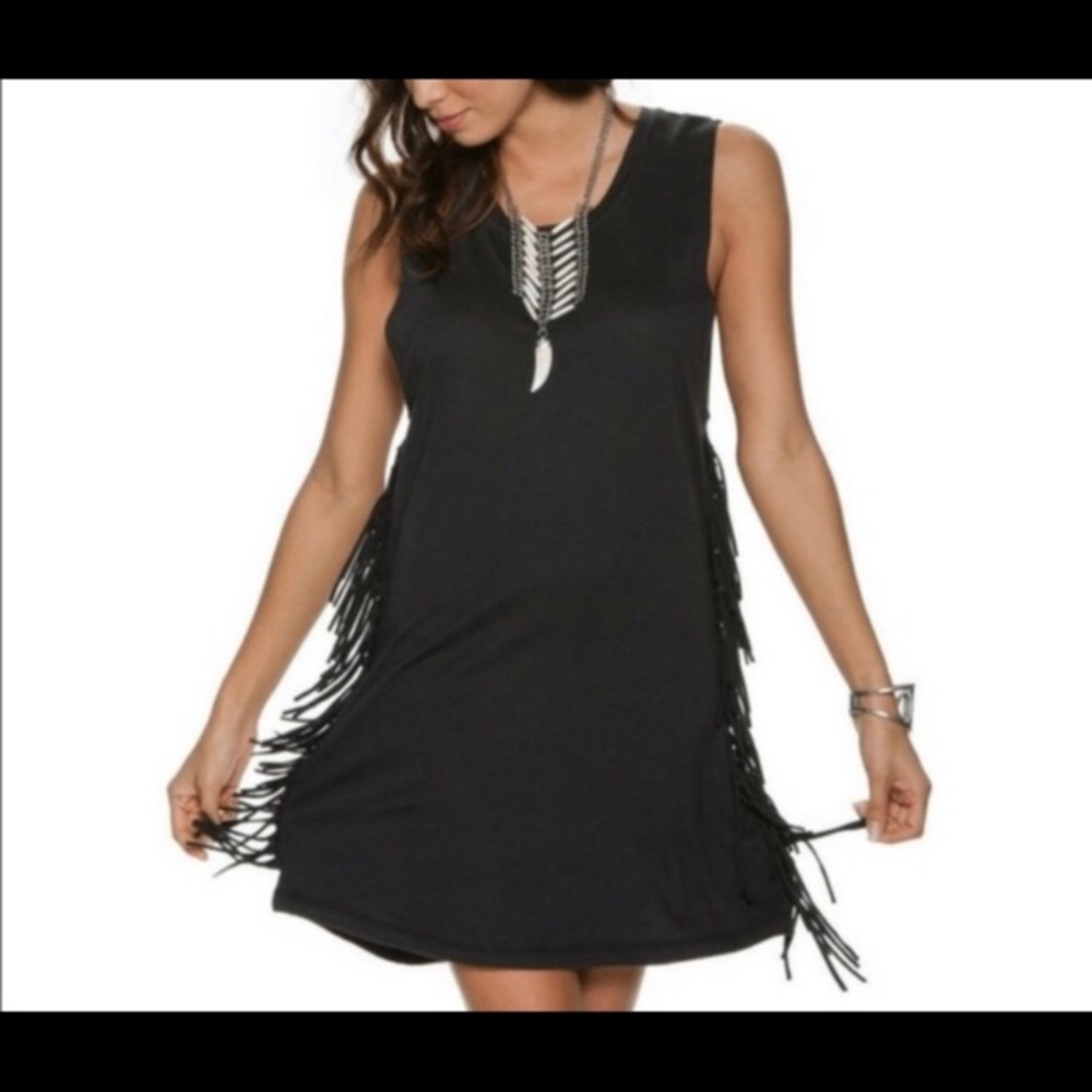 Billabong Gray Dress with Fringe Detail